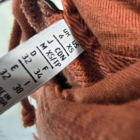 Adidas Hoodie Womens XS Orange Fleece Cropped Elastic Sweatshirt Pullover fh7636 - Picture 12 of 14